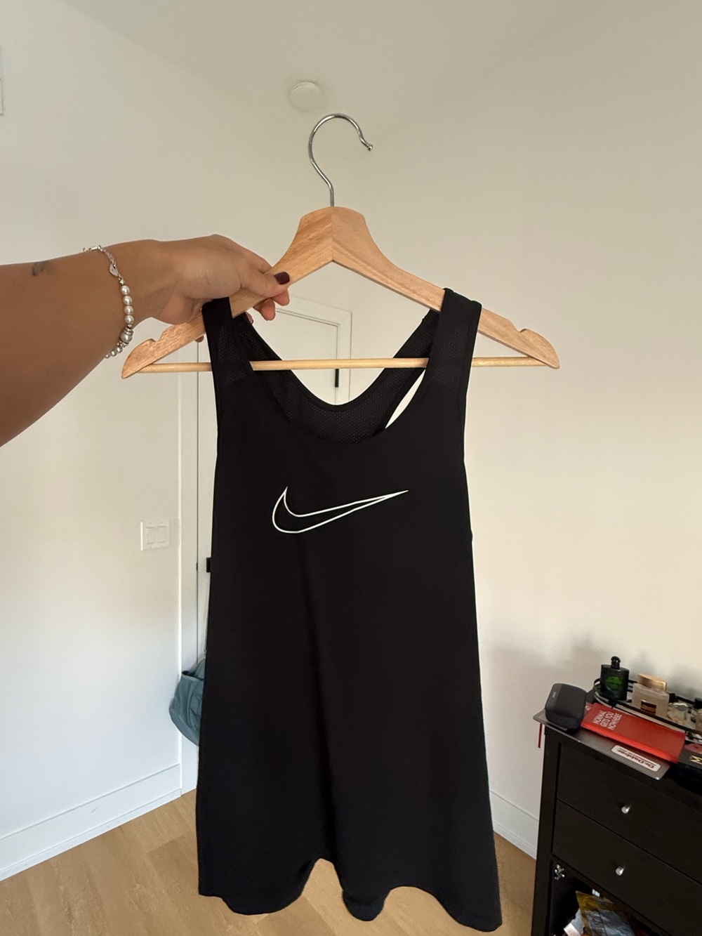 Nike Black Racerback Tank with White Swoosh